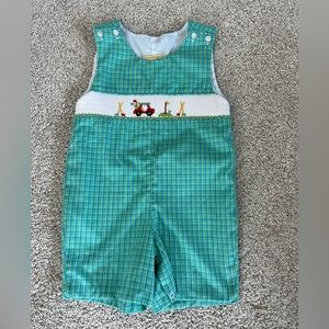Liney Lu boy’s smocked golf romper/shortfall/jon jon size 2T